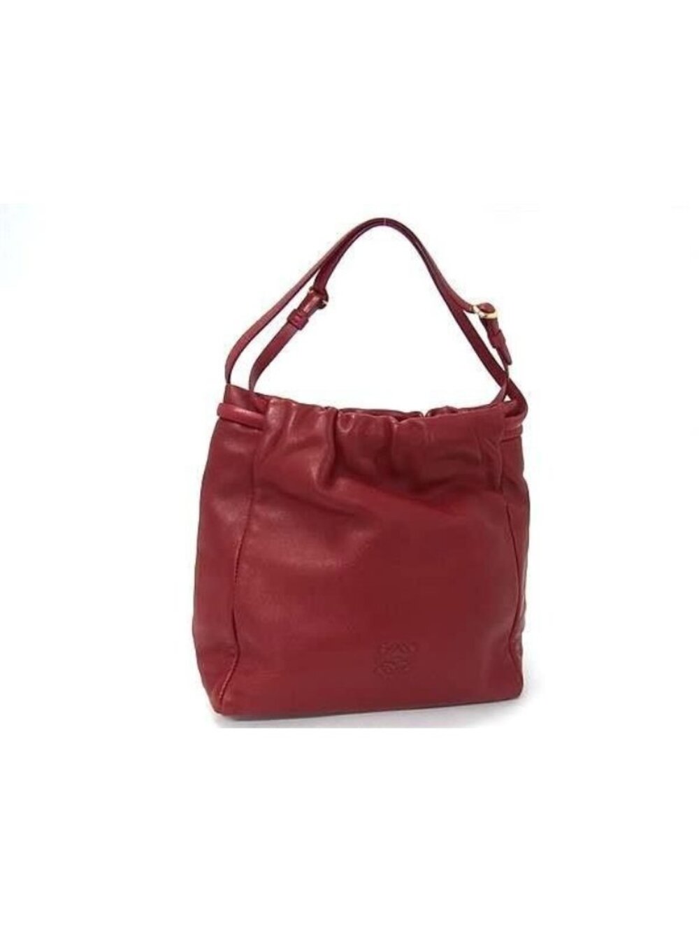 Loewe Tote Anagram Nappa Mini Handbag Red Leather Gold Drawstring